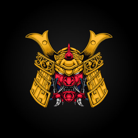 Mecha Samurai Illustration Vector Graphic, this is an ideal vector illustration for mascots and tattoos or T-shirt graphicsのイラスト素材