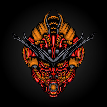 Cool future robot cyberpunk Vector Graphic, this is an ideal vector illustration for mascots and tattoos or T-shirt graphicsのイラスト素材