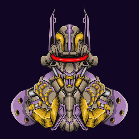 Combat robot vector art illustration, this is an ideal vector illustration for mascots and tattoos or T-shirt graphicsのイラスト素材