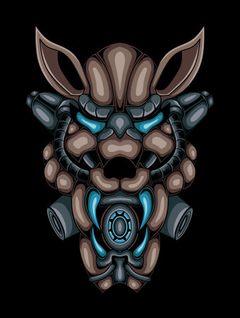 Mask robot mecha artwork illustration, this is an ideal vector illustration for mascots and tattoos or T-shirt graphicsのイラスト素材