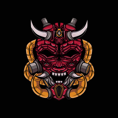 Mecha Theme Of Head Robot Illustration Vector, this is an ideal vector illustration for mascots and tattoos or T-shirt graphicsのイラスト素材