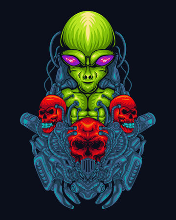 Green dragon head illustration, this is an ideal vector illustration for mascots and tattoos or T-shirt graphicsのイラスト素材