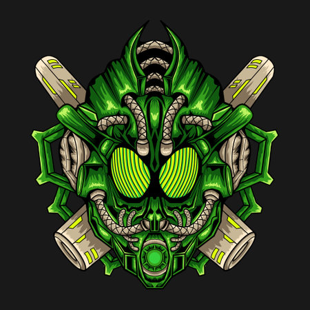 Mecha devil head mascot illustration, this is an ideal vector illustration for mascots and tattoos or T-shirt graphicsのイラスト素材