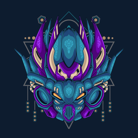 Mecha devil head mascot illustration, this is an ideal vector illustration for mascots and tattoos or T-shirt graphicsのイラスト素材