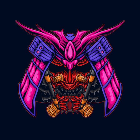 Mecha devil head mascot illustration, this is an ideal vector illustration for mascots and tattoos or T-shirt graphicsのイラスト素材