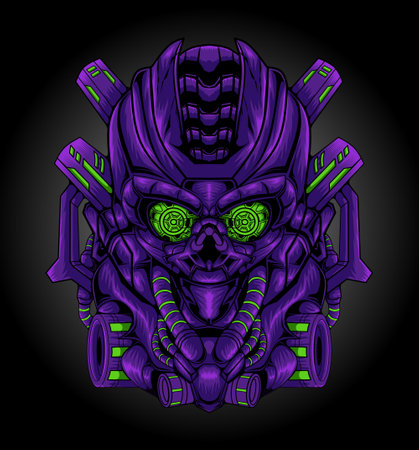 Tech Robot Head Mascot Illustration, this is an ideal vector illustration for mascots and tattoos or T-shirt graphicsのイラスト素材
