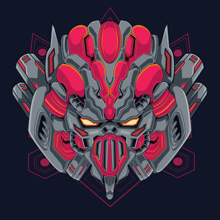Space machine mecha skull illustration, this is an ideal vector illustration for mascots and tattoos or T-shirt graphicsのイラスト素材