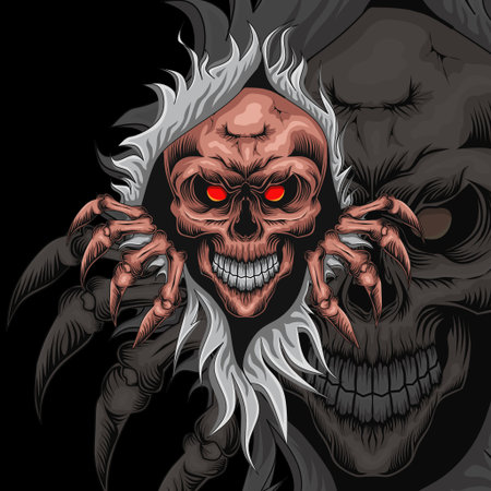 Space machine mecha skull illustration, this is an ideal vector illustration for mascots and tattoos or T-shirt graphicsのイラスト素材