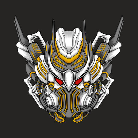 mecha alien monster head illustration, this is an ideal vector illustration for mascots and tattoos or T-shirt graphicsのイラスト素材