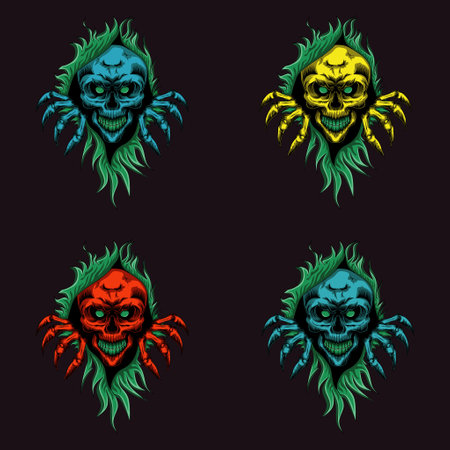 Skull ornament collection illustration, this is an ideal vector illustration for mascots and tattoos or T-shirt graphicsのイラスト素材
