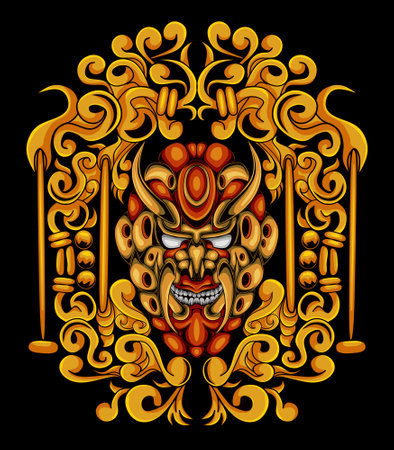 Geisha face japanese woman illustration, this is an ideal vector illustration for mascots and tattoos or T-shirt graphicsのイラスト素材