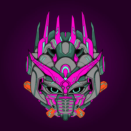 Mecha Head Exia Sacred Geometry Illustration, this is an ideal vector illustration for mascots and tattoos or T-shirt graphicsのイラスト素材