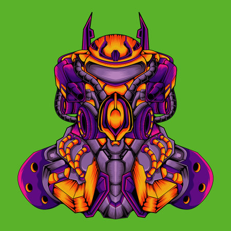 Mecha Head Exia Sacred Geometry Illustration, this is an ideal vector illustration for mascots and tattoos or T-shirt graphicsのイラスト素材