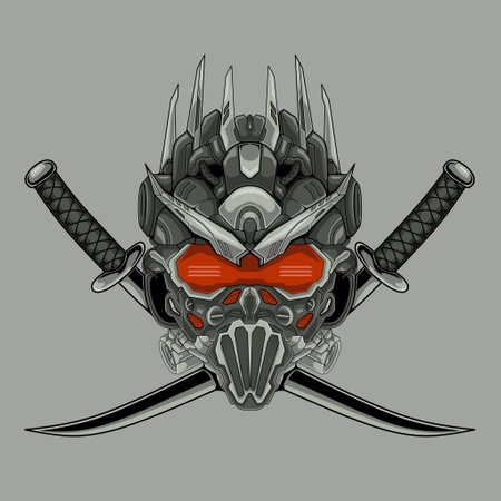 Blue Wolf Robot Mecha, this is an ideal vector illustration for mascots and tattoos or T-shirt graphicsのイラスト素材