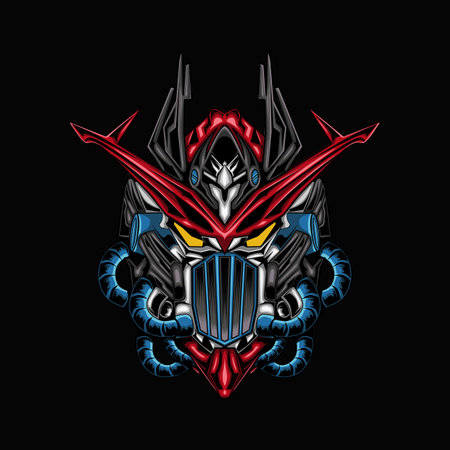 Killer robot mecha illustrationのイラスト素材