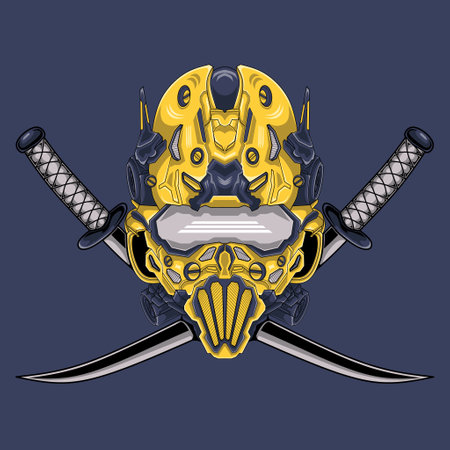 Sci fi mech warrior with sword illustrationのイラスト素材