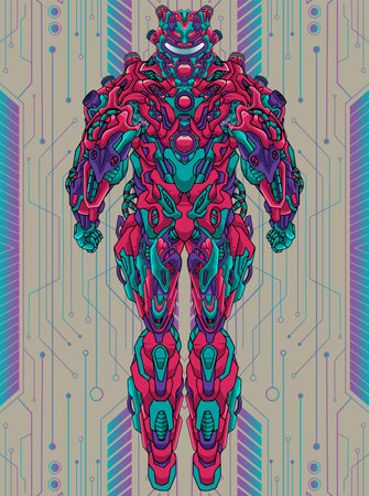 Illustration soldier mecha body robotのイラスト素材