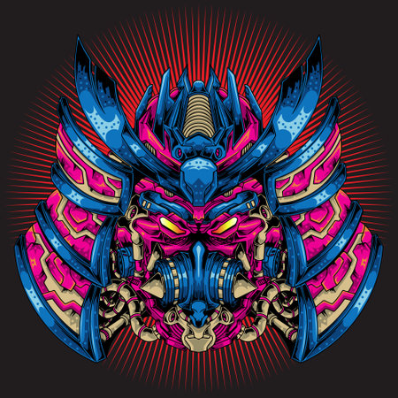 Samurai warrior mask illustrationのイラスト素材