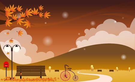 Autumn park landscape templetのイラスト素材