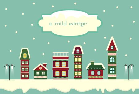 Snowy city Sceneryのイラスト素材