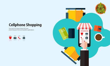 illustration background flat design shoppingのイラスト素材