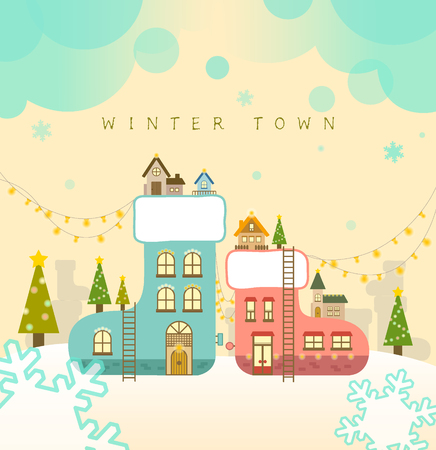 illustrationwinter of the socks villageのイラスト素材