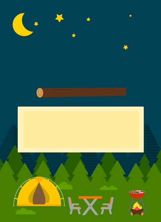 Night Landscape camping events templetのイラスト素材