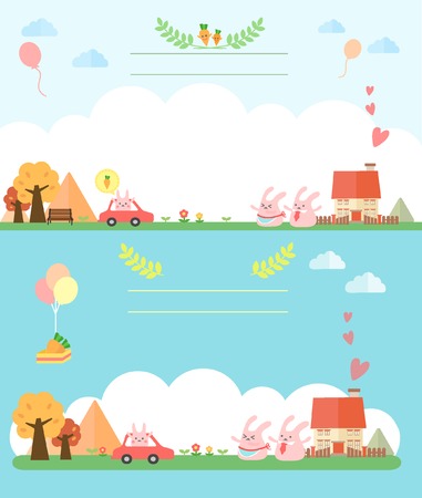 background Happy rabbit familyのイラスト素材