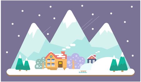 Snowy downtown Sceneryのイラスト素材