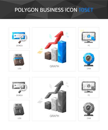 Shiny Business polygon icon packageのイラスト素材