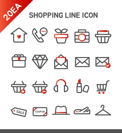 Shopping line Icon setのイラスト素材