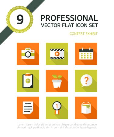 contest exhibit flat icon setのイラスト素材