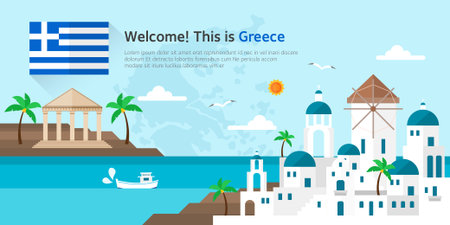 greece Landmarks illustrationのイラスト素材