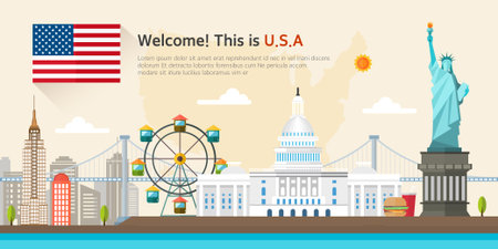 united states Landmarks illustrationのイラスト素材