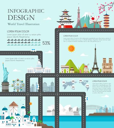 Travel Info graphic illustrationのイラスト素材