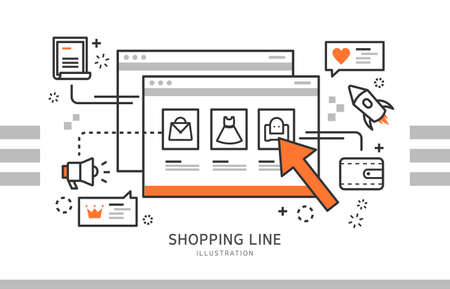 Line shopping illustrationのイラスト素材