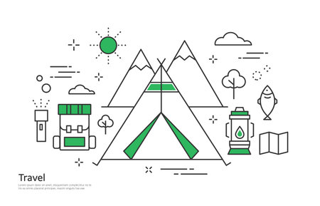 travel line illustrationのイラスト素材