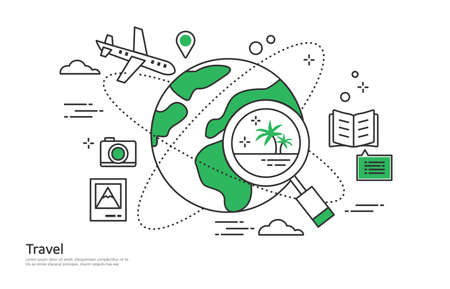 travel line illustrationのイラスト素材