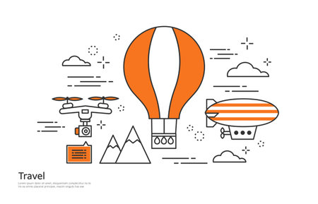 travel line illustrationのイラスト素材