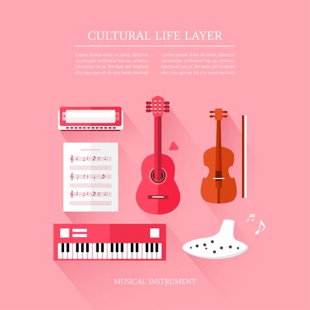 cultural life instrument layer setのイラスト素材