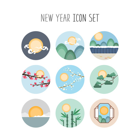 moon icon setのイラスト素材