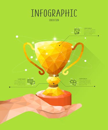education Polygon Info Graphic Illustrationのイラスト素材