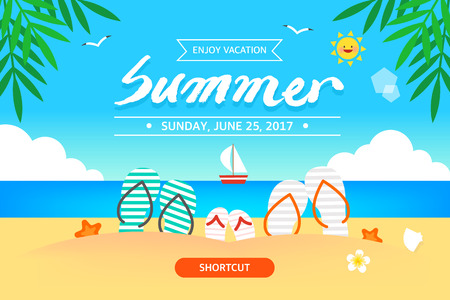 Cool summer sea and beachのイラスト素材