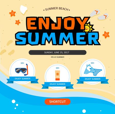 Cool summer sea and beachのイラスト素材