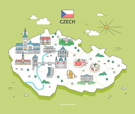 Czech Travel Landmark Collectionのイラスト素材