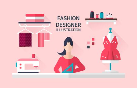 Fashion designer Flat illustrationのイラスト素材