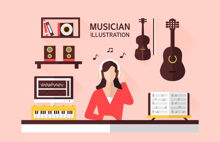 Musician Flat illustration.のイラスト素材