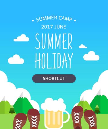 Summer template illustrationのイラスト素材