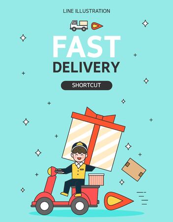 Delivery Line Illustrationのイラスト素材