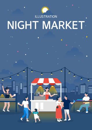 Night market illustrationのイラスト素材